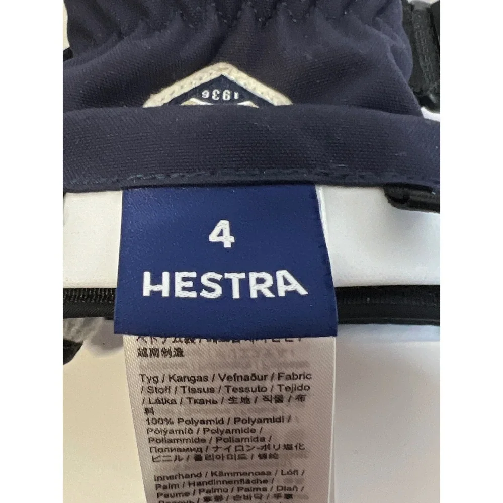 Hestra Size 4 Navy Blue Leather Palm GLoft Insulated Ski Singel Mittens ONLY ONE